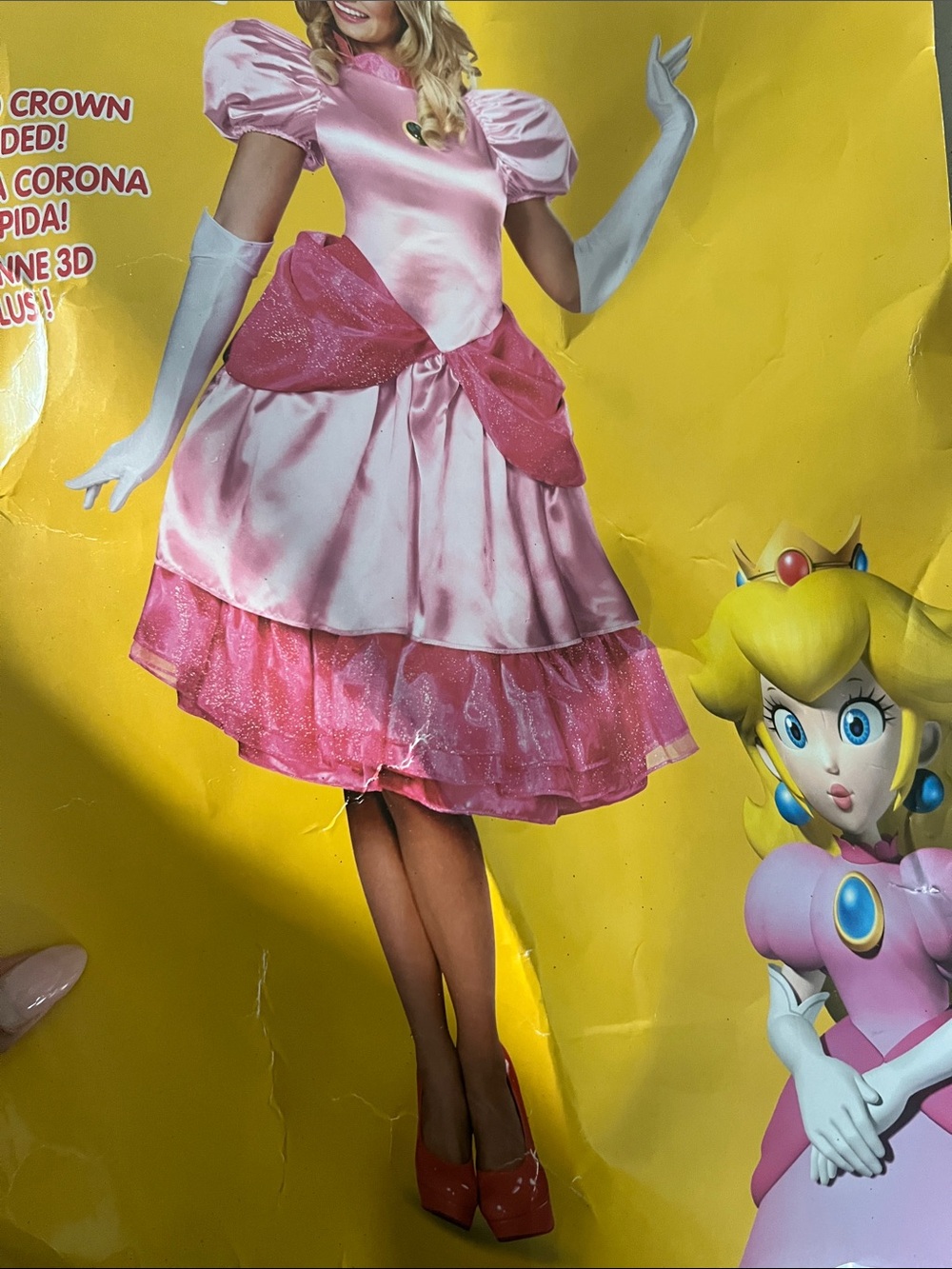 Pink Princess peach Satin women Costume with Sparkle Skirt